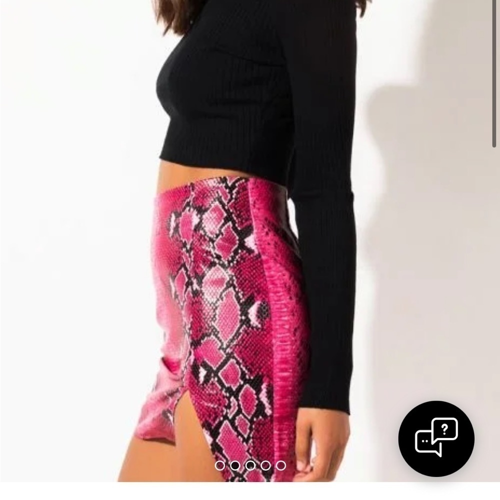 Women's Pink Snake-Print Mini Skirt - Picture 3 of 8